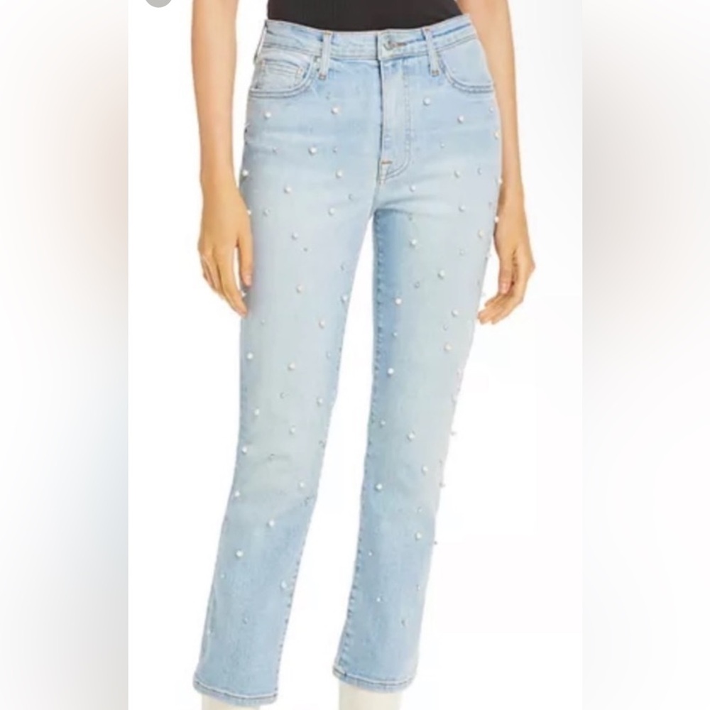 NWT Jonathan Simkhai Standard Beaded Jeans Size 28